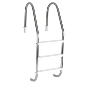 Escada Tradicional em Aço Inox 3 Degraus Anatômicos em ABS - Sodramar