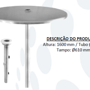 Mesa Inox Para Ombrelone Com Chumbador com Regulagem de altura